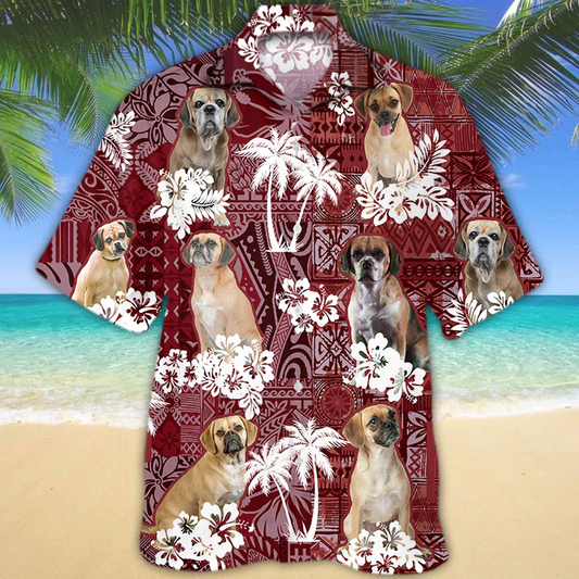 Portuguese Water Dog Red Hawaiian Shirt, Gift for Dog Lover Shirts, Men's Hawaiian shirt, Summer Hawaiian Aloha Shirt HO1221