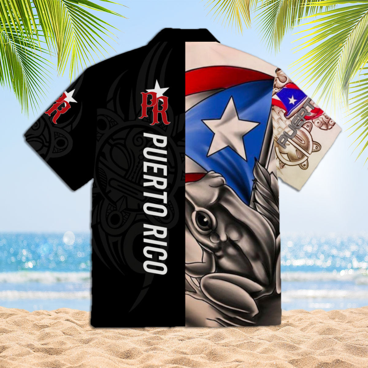 Puerto Rico Caribbean Frog Black Aloha Hawaiian Shirts For Men And For Women HO2879