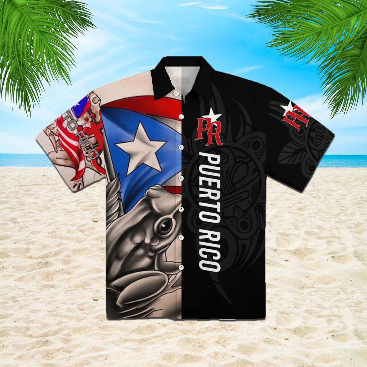 Puerto Rico Caribbean Frog Black Aloha Hawaiian Shirts For Men And For Women HO2879