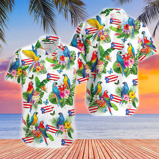 Puerto Rico Parrots Tropical Aloha Hawaiian Shirts For Men & For Women HO2878