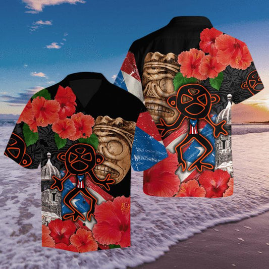 Puerto Rico Sol Taino With Maga Flower Hawaiian Shirt For Men & Women HO2881
