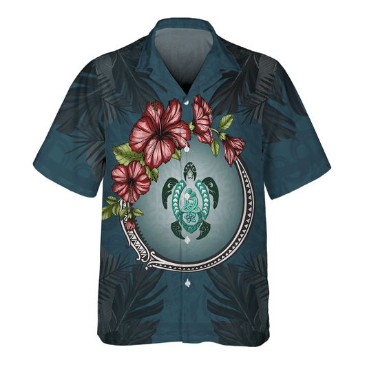 Puerto Rico Hibiscus - 3D Hawaiian shirt Men's, Gift for Turtle lovers HO1471