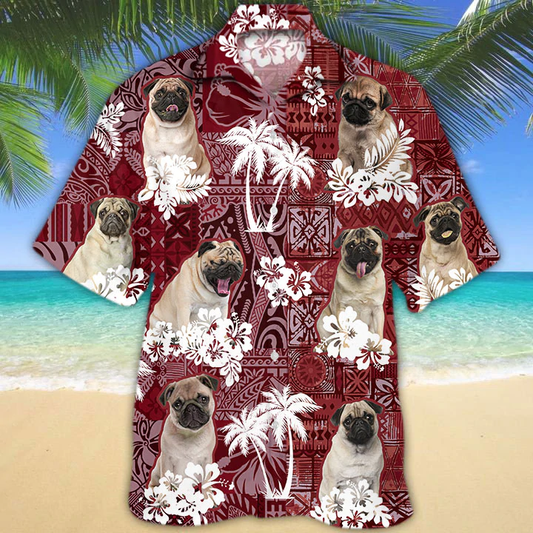 Pug Dog Hawaiian Shirt, Gift for Dog Lover Shirts, Men's Hawaiian shirt, Summer Hawaiian Aloha Shirt HO1220