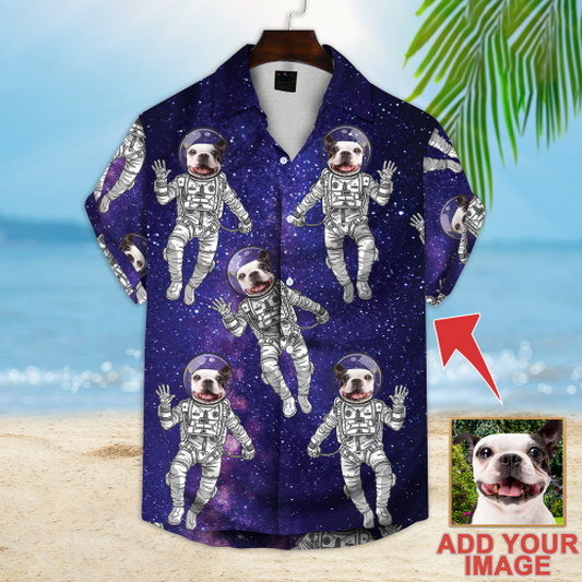 Personalized Image Dog in Galaxy Pattern Short-Sleeve Hawaiian Shirt, Summer Shirt, Idea Gift for Men Women HO4368