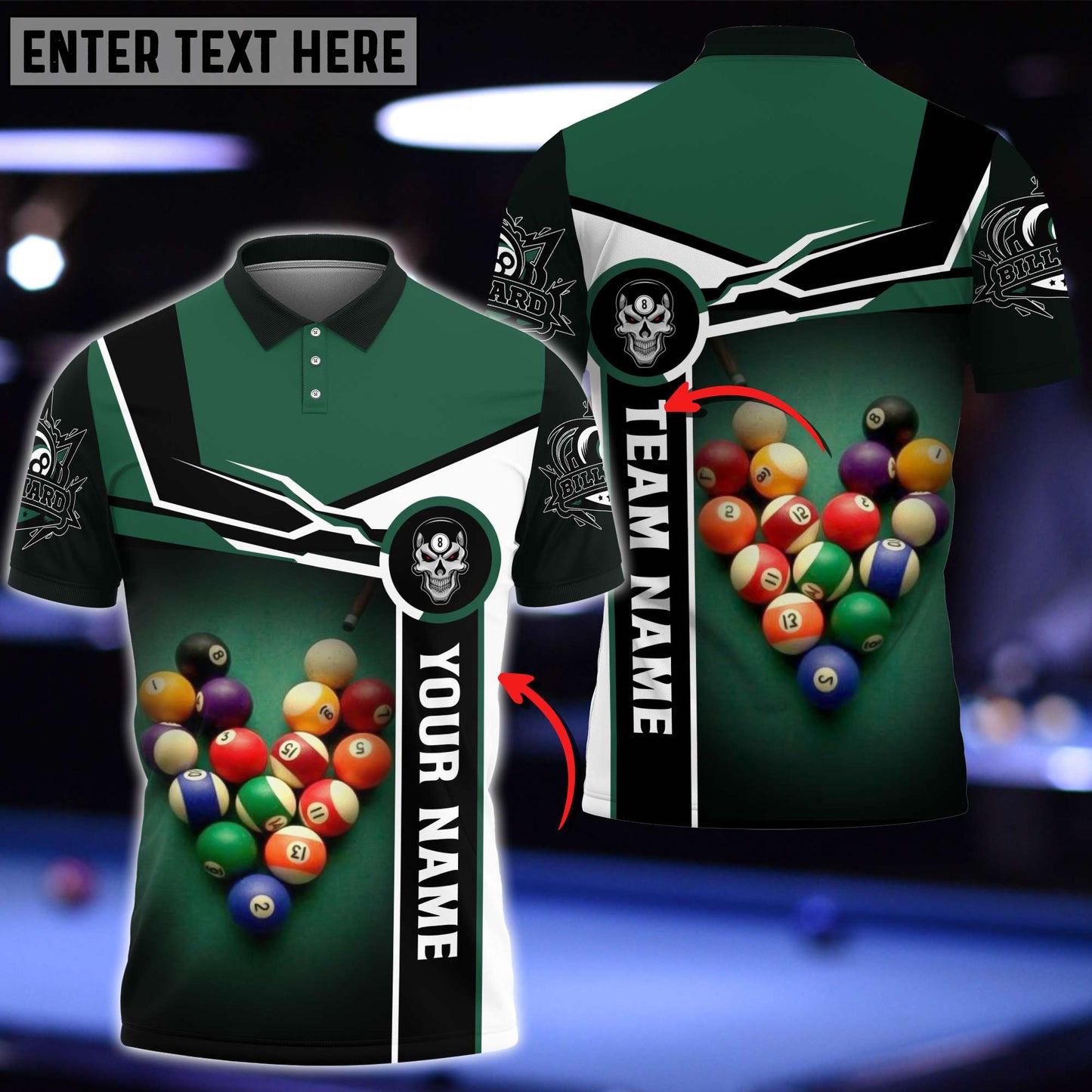 Lasfour Personalized Name Billiards Master Polo Shirt (Multi Color Options) BIA0620