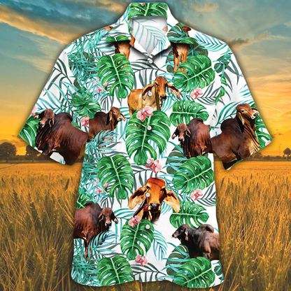 Red Brahman Tropical Plant Hawaiian Shirt, Alpaca Hawaiian shirt, Hawaiian shirts for men, women HO2564