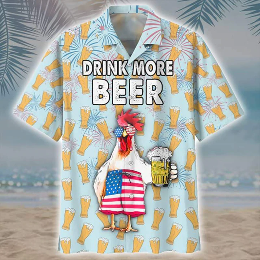 Rooster Beer Hawaiian Shirt, Summer Men Hawaiian Shirts - Casual Button Down Short Sleeve Shirt HO2479
