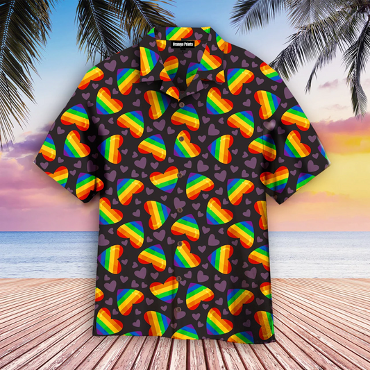 Rainbow Heart Lgbt Hawaiian Shirt, Amazing Lgbt Hawaiian Shirt, Hawaiian Pride, Gift For Gaymer HO4505