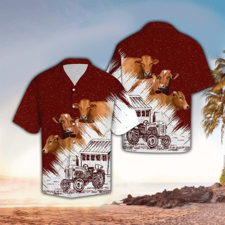 Red Angus Cow Farm Hawaiian Shirt For Men & Women, Hawaii Shirt Men, Aloha Shirt, Tropical Sleeve Summer HO2263