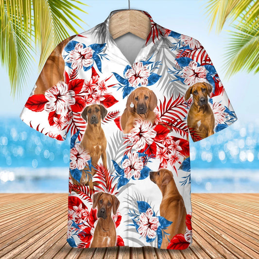 Rhodesian Ridgeback flower american Hawaiian Shirt, Summer aloha shirt, Men Hawaiian shirt, Women Hawaiian shirt HO0812