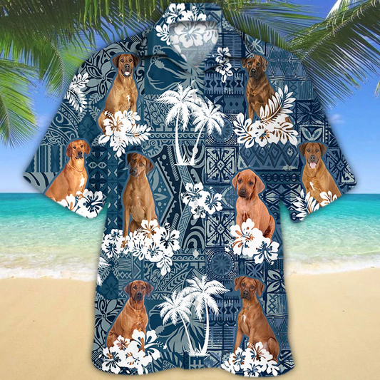 Rhodesian Ridgeback Hawaiian Shirt, Floral Dog Short Sleeve Hawaiian Aloha Shirt, mens hawaiian shirt, Summer aloha shirt HO2670
