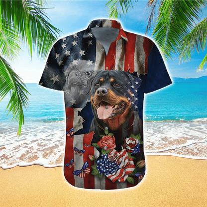 Rottweiler Colorful Tropical Hawaiian Shirt For men women, Dog Short Sleeve Hawaiian Aloha Shirt HO2449