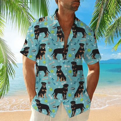 Rottweiler Vacation Hawaiian Shirt, Dog Short Sleeve Hawaiian Aloha Shirt HO2447