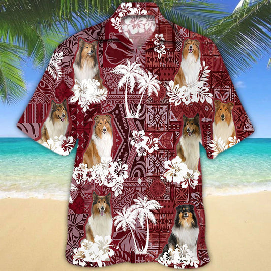 Rough Collie Hawaiian Shirt, Gift for Dog Lover Shirts, Men's Hawaiian shirt, Summer Hawaiian Aloha Shirt HO1203