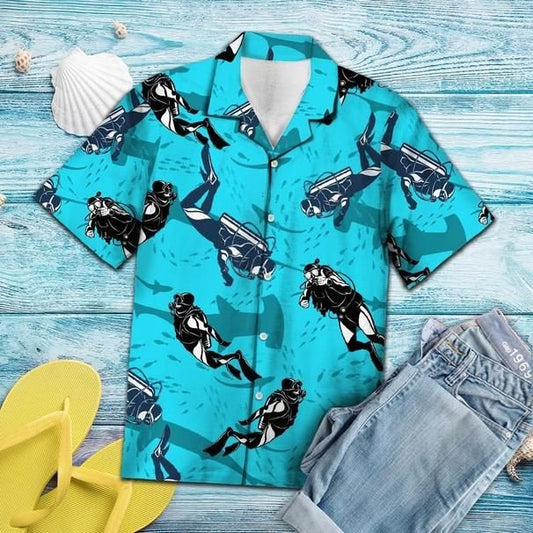 Scuba Driving With Shark Tropical hawaiian shirt HO0558