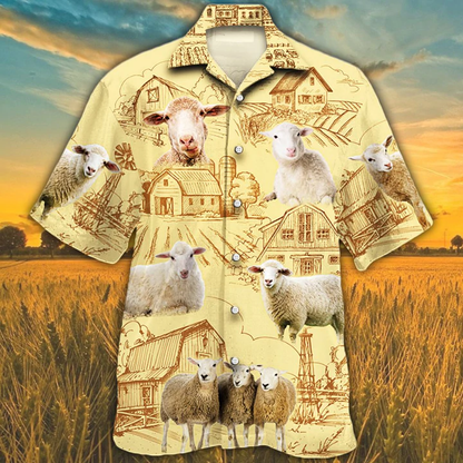 Sheep Lovers Farm Hawaiian Shirt, Farm sheep Short Sleeve Hawaiian Aloha Shirt for Men, Women HO2508