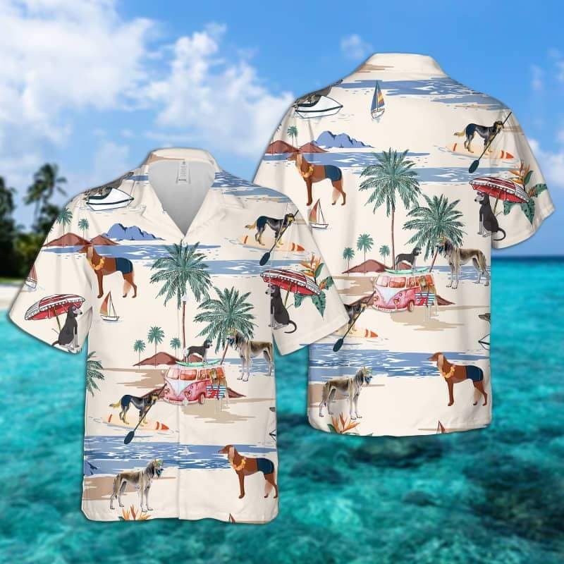 Saluki Summer Beach Hawaiian Shirt, dog beach Short Sleeve Hawaiian Shirt HO1356
