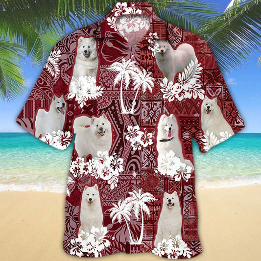 Samoyed Hawaiian Shirt, Gift for Dog Lover Shirts, Men's Hawaiian shirt, Summer Hawaiian Aloha Shirt HO1202