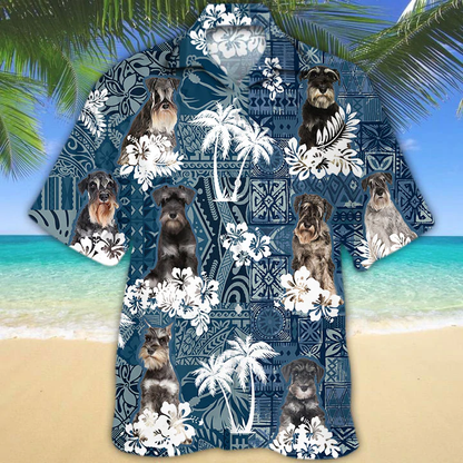 Schnauzer Hawaiian Shirt, Hawaii shirt vintage Floral Dog, Men's Hawaiian shirt, Women's Hawaiian shirt HO2666