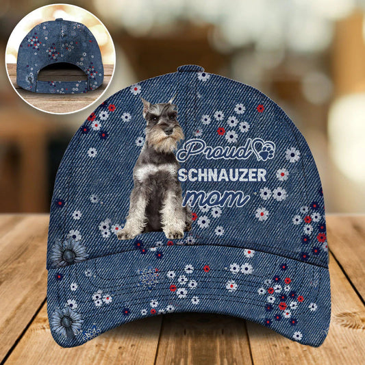 Schnauzer Proud Mom Cap Hat For Mom, Flower Pattern Cap Hat For Dog Lovers CO0607