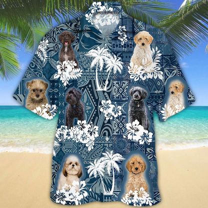 Schnoodle Hawaiian Shirt, Hawaii shirt vintage Floral Dog, Men's Hawaiian shirt, Women's Hawaiian shirt HO2665