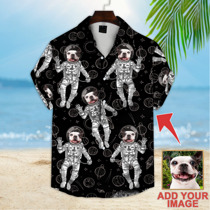 Custom Image Pet Funny Space Pattern Short-Sleeve Hawaiian Shirt, Gift for Dog Lovers HO4369