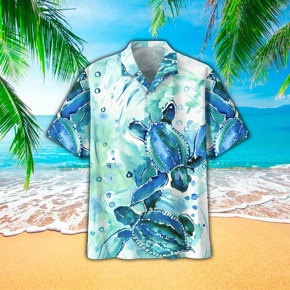 Turtle Flag American Summer 3D Print Polyester Hawaiian Shirt HO1173