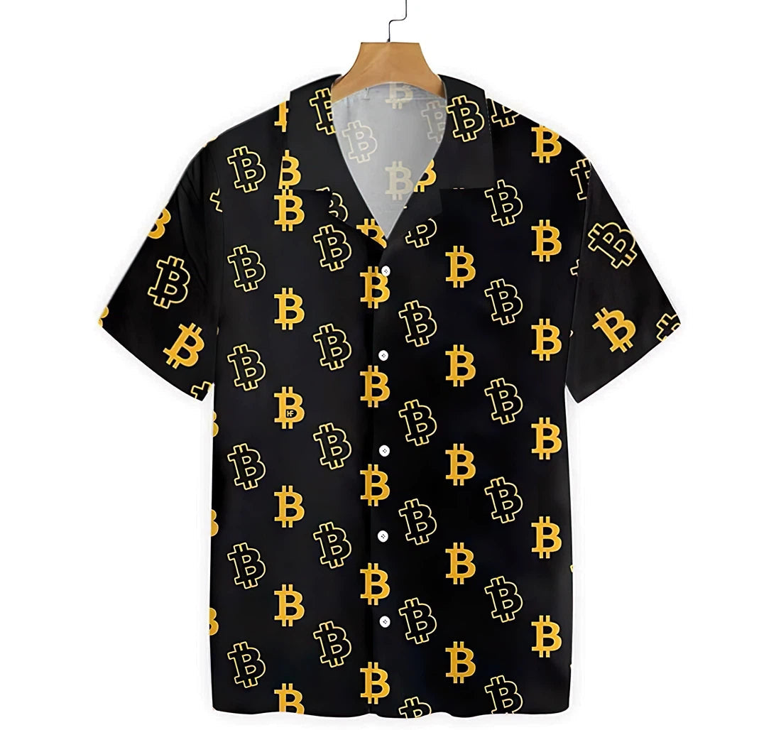 Seamless Bitcoin Summer Clothes Hawaiian Shirt, Button Up Aloha Shirt For Men, Women HO0843
