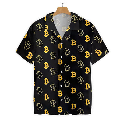 Seamless Bitcoin Summer Clothes Hawaiian Shirt, Button Up Aloha Shirt For Men, Women HO0843