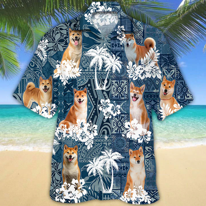 Shiba Inu Hawaiian Shirt, Flowers Aloha Shirt For Dog Lovers, Men's Hawaiian shirt, Women's Hawaiian shirt HO2663