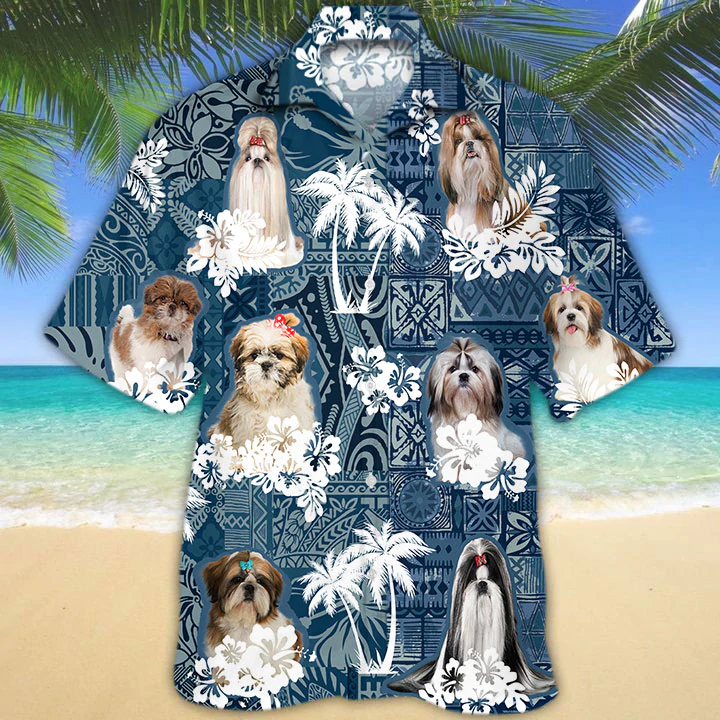 Shih Tzu Hawaiian Shirt, Flowers Aloha Shirt For Dog Lovers, Men's Hawaiian shirt, Women's Hawaiian shirt HO2662