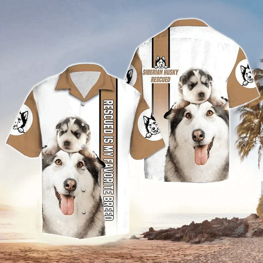 Siberian Husky Is My Favorite Breed Hawaiian Shirt, Flowers Aloha Shirt For Dog Lovers HO3834
