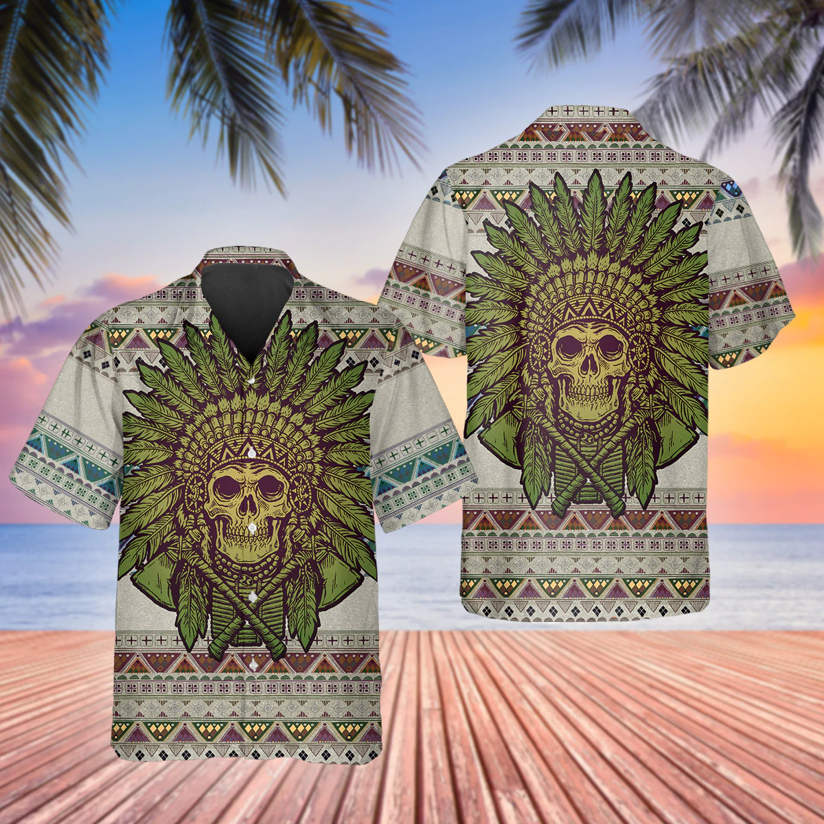 Chief Skull Motorcycle Unisex Hawaiian Shirt For Men & Women, Skull Flower Hawaiian Aloha Shirt HO2717