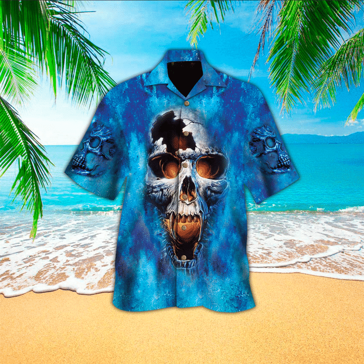 Dilligaf Flame Skull With G Hawaiian Shirt, Perfect Skull Clothing, Skull Hawaii Shirt Men HO2715
