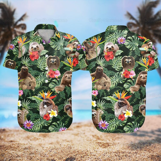 Sloth Hawaii Shirt, Hawaiian Shirt Men, Sloth Shirts, Sloth Lovers, Funny Hawaiian Shirts HO2346