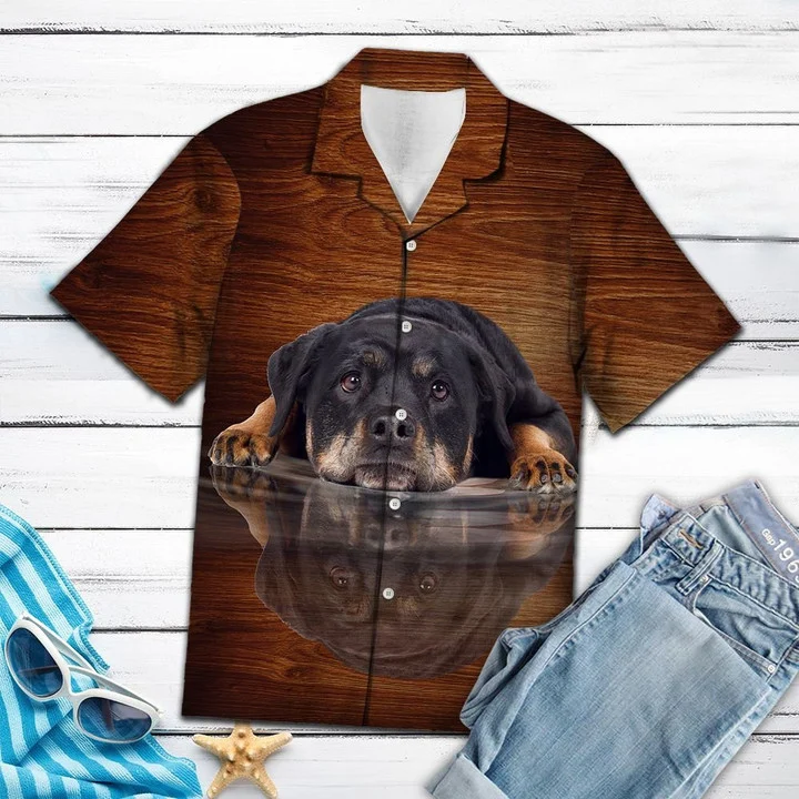 Smart Rottweiler Dog Lying Mirror Hawaiian Shirt HO1958