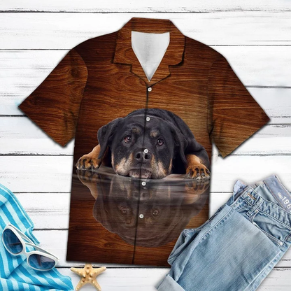 Smart Rottweiler Dog Lying Mirror Hawaiian Shirt HO1958