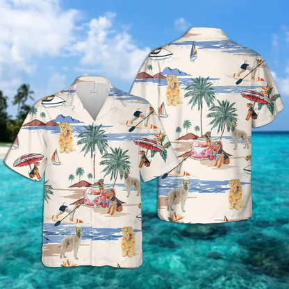 Soft-Coated Wheaten Terrier Summer Beach Hawaiian Shirt, Hawaiian Shirts for Men Short Sleeve Aloha Beach Shirt HO0925