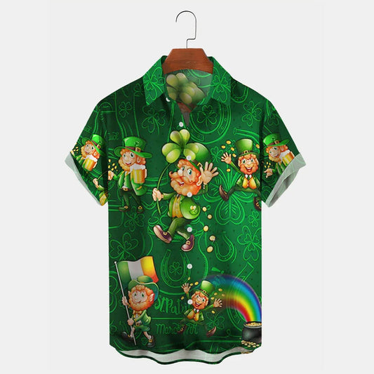 St. Patrick's Day Clover Print Holiday Shirt, St. Patrick's Day hawaii shirt for men and women PO0111