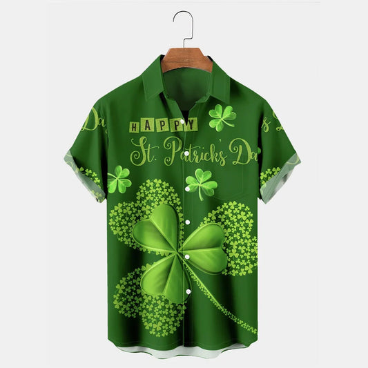 St Patrick’s Day Shamrock Short Sleeve Hawaiian Shirts, Hawaiian shirt for Men and women PO0118
