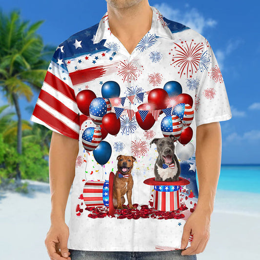 Staffordshire Bull Terrier Independence Day Hawaiian Shirt for men and women, 4th of july hawaiian shirt HO3521
