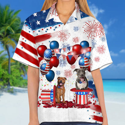 Staffordshire Bull Terrier Independence Day Hawaiian Shirt for men and women, 4th of july hawaiian shirt HO3521