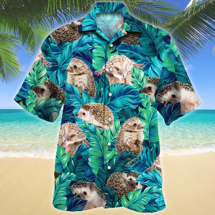 Stunning Tropical Jungle Hedgehog Lovers Hawaiian Shirt HO1789