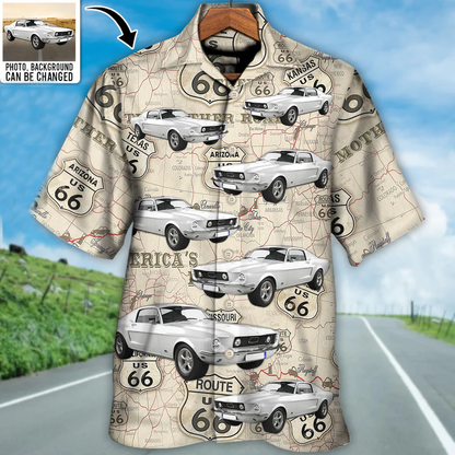 Route 66 Car Racing Car Lover Custom Photo - Hawaiian Shirt - Personalized Photo Gifts for Men HO0326