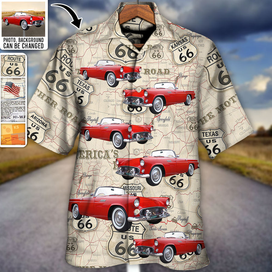 Route 66 Car Racing Love Road Custom Photo - Hawaiian Shirt - Personalized Photo Gifts, Idea Gift for Men Summer HO4282