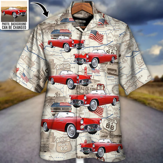 Route 66 Car Racing Love Road Custom Photo - Hawaiian Shirt - Personalized Photo Gifts, Idea Gift for Men Summer HO4282