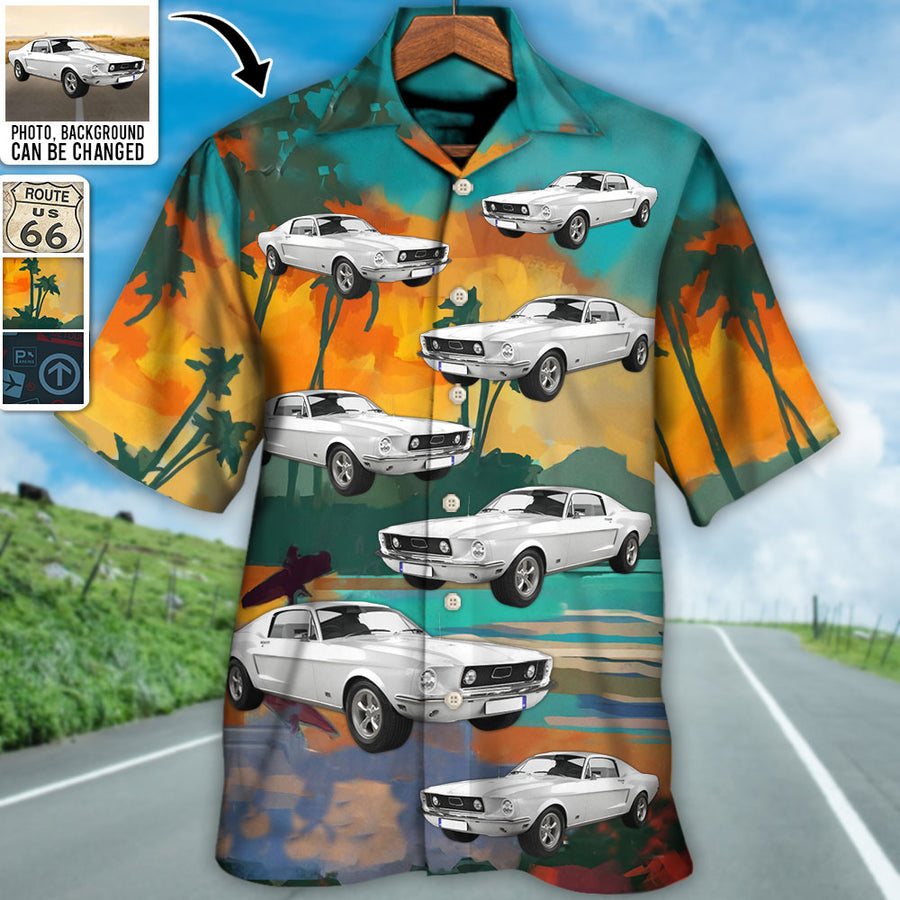 Route 66 Car Racing Car Lover Custom Photo - Hawaiian Shirt - Personalized Photo Gifts for Men HO0326