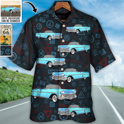 Route 66 Car Racing Car Lover Custom Photo - Hawaiian Shirt - Personalized Photo Gifts for Men HO0326