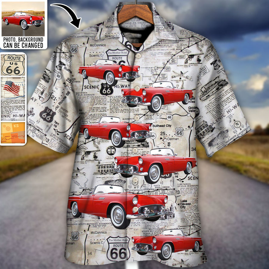 Route 66 Car Racing Love Road Custom Photo - Hawaiian Shirt - Personalized Photo Gifts, Idea Gift for Men Summer HO4282