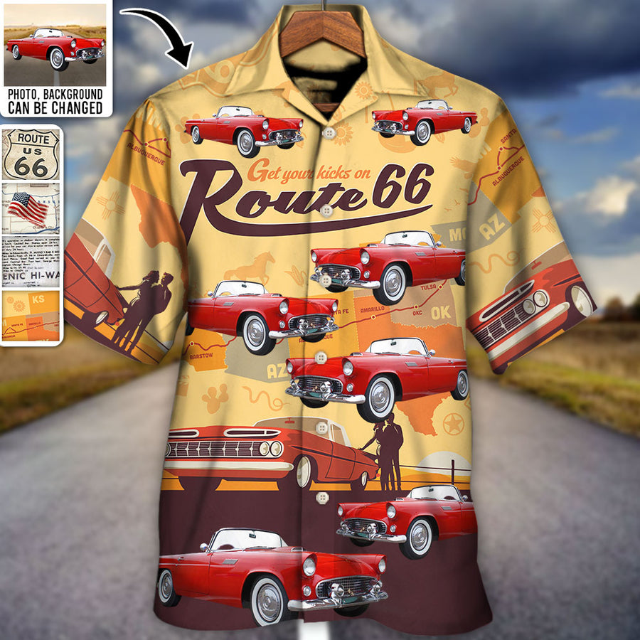 Route 66 Car Racing Love Road Custom Photo - Hawaiian Shirt - Personalized Photo Gifts, Idea Gift for Men Summer HO4282